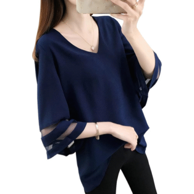 ミームエクストラレディース 半袖 夏 春 Vネック 半袖 Tシャツ フレアトップス 七分袖 カットソー 夏服